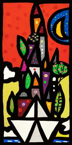 Il paese vive sulla piccola barca Black Ornate Wood Framed Art Print with Double Matting by Wallas