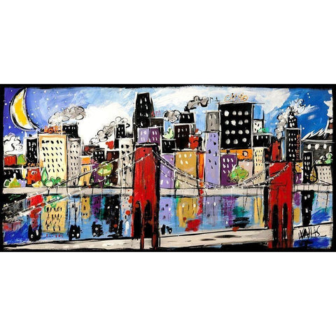 Citycolor Black Modern Wood Framed Art Print with Double Matting by Wallas