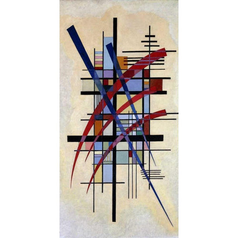 Zeichen mit Begleitung Black Modern Wood Framed Art Print with Double Matting by Kandinsky, Wassily