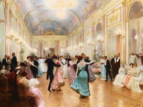 The Ball White Modern Wood Framed Art Print with Double Matting by Gilbert, Victor Gabriel