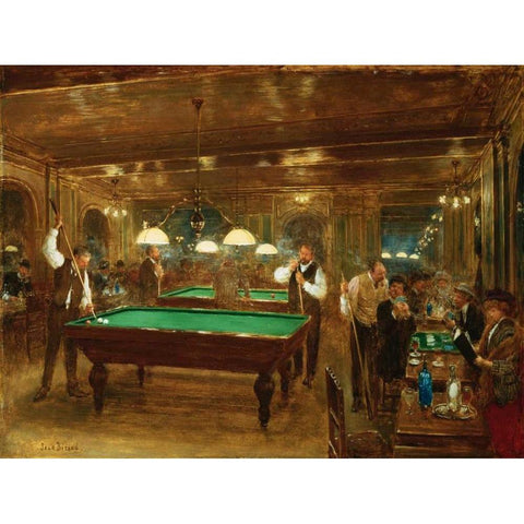 The Billiards Black Modern Wood Framed Art Print by Beraud, Jean