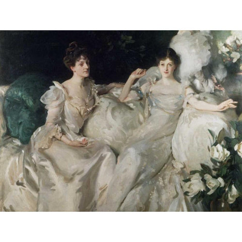 The Wyndham Sisters Black Modern Wood Framed Art Print with Double Matting by Sargent, John Singer