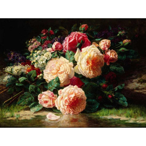 June Days Gold Ornate Wood Framed Art Print with Double Matting by Robie, Jean-Baptiste