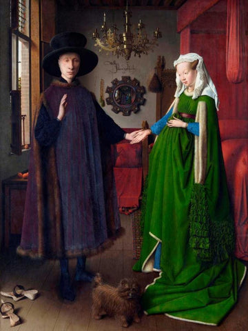 I coniugi Arnolfini Black Ornate Wood Framed Art Print with Double Matting by Van Eyck, Jan