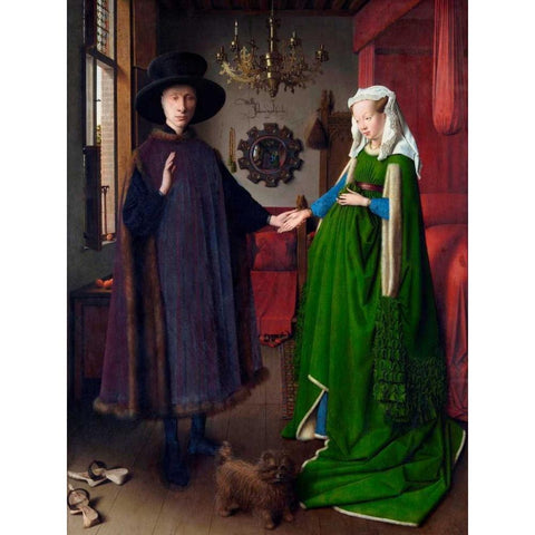 I coniugi Arnolfini Black Modern Wood Framed Art Print with Double Matting by Van Eyck, Jan