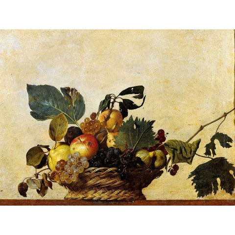 Canestra di frutta Black Modern Wood Framed Art Print with Double Matting by Caravaggio