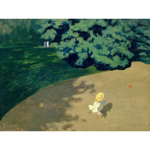 The Ball Black Modern Wood Framed Art Print with Double Matting by Vallotton, Felix