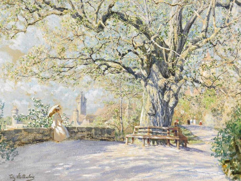 A view of Klingentor White Modern Wood Framed Art Print with Double Matting by Stoltenberg, Fritz