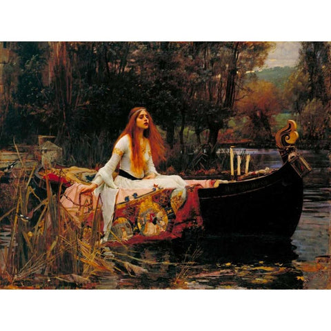 The Lady of Shalott Gold Ornate Wood Framed Art Print with Double Matting by Waterhouse, John William