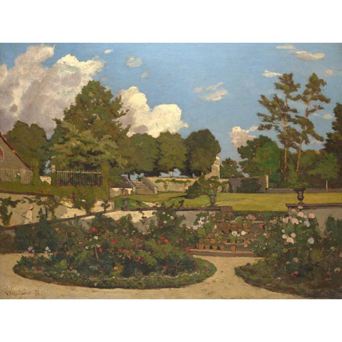 The Painters Garden at Saint-Prive Black Modern Wood Framed Art Print by Harpignies, Henri-Joseph