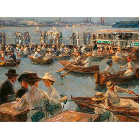 On the Alster in Hamburg   Gold Ornate Wood Framed Art Print with Double Matting by Liebermann, Max