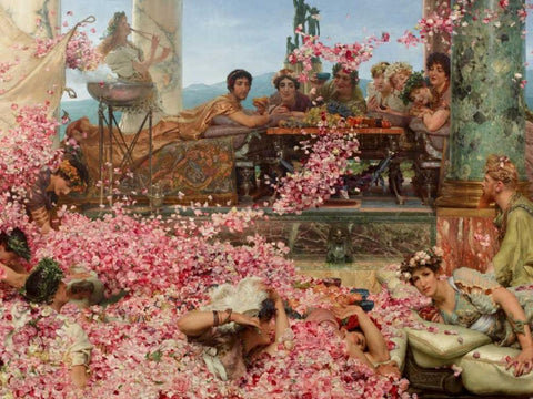 The Roses of Heliogabalus White Modern Wood Framed Art Print with Double Matting by Alma-Tadema, Sir Lawrence