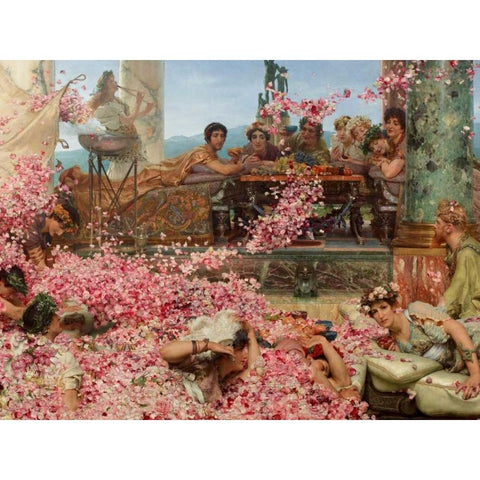The Roses of Heliogabalus Gold Ornate Wood Framed Art Print with Double Matting by Alma-Tadema, Sir Lawrence