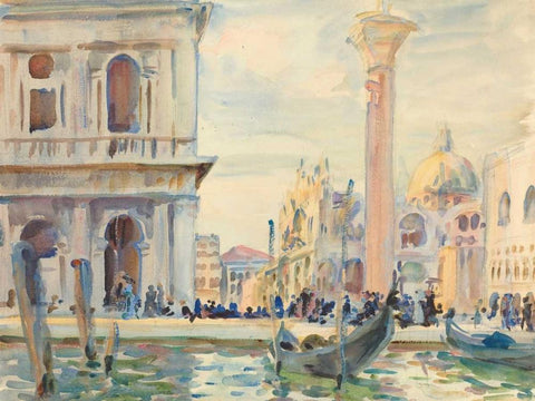 The Piazzetta  White Modern Wood Framed Art Print with Double Matting by Sargent, John Singer