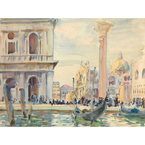 The Piazzetta  Black Modern Wood Framed Art Print with Double Matting by Sargent, John Singer