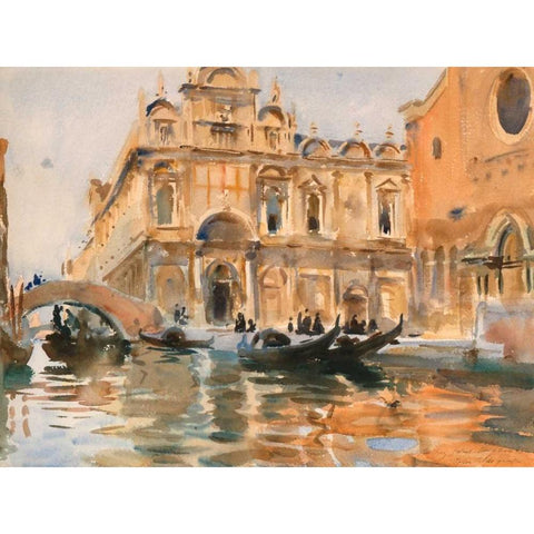 Rio dei Mendicanti - Venice Gold Ornate Wood Framed Art Print with Double Matting by Sargent, John Singer