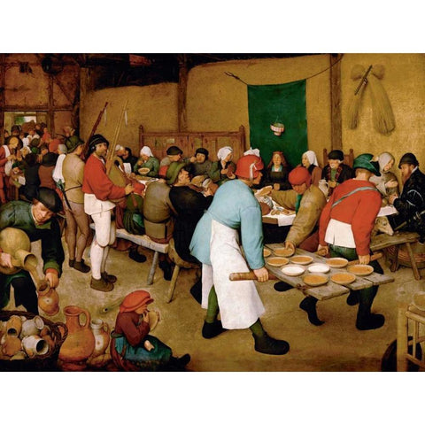 Peasant Wedding Black Modern Wood Framed Art Print with Double Matting by Bruegel the Elder, Pieter