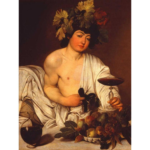 Bacco adolescente White Modern Wood Framed Art Print by Caravaggio