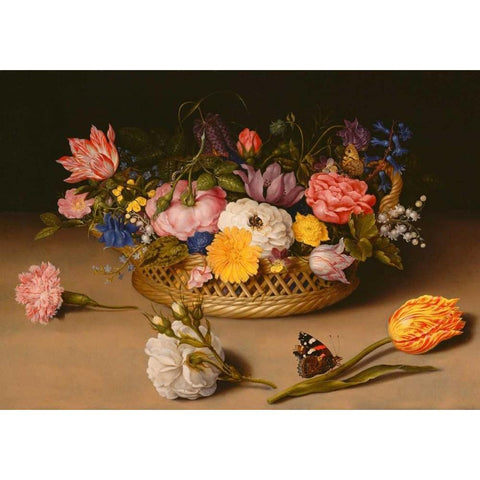 Flower Still Life White Modern Wood Framed Art Print by Bosschaert the Elder, Ambrosius