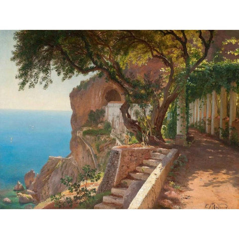 Pergola in Amalfi Black Modern Wood Framed Art Print by Aagaard, Carl Frederic