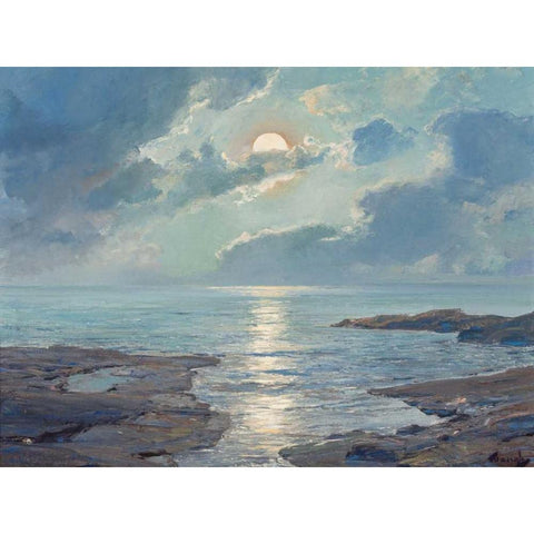 The risen moon Black Modern Wood Framed Art Print by Waugh, Frederick Judd