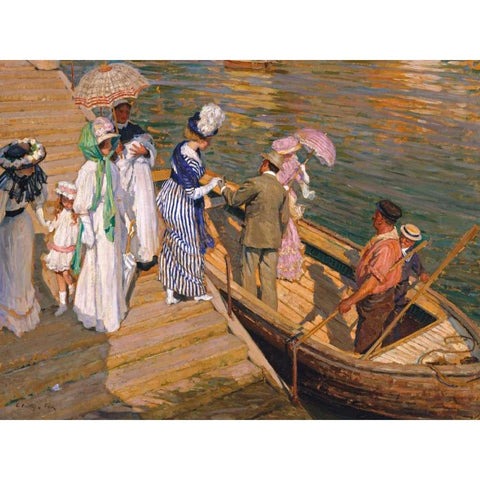 The Ferry Black Modern Wood Framed Art Print with Double Matting by Fox, Emanuel Phillips