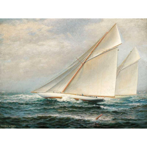 Americas Cup Racing White Modern Wood Framed Art Print by Tyler, James Gale