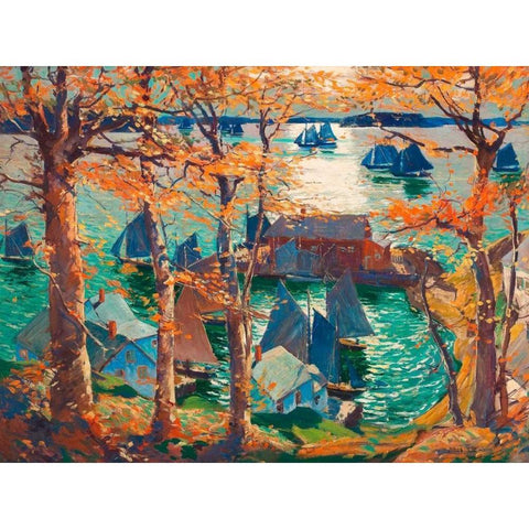 Romantic sunset, Maine White Modern Wood Framed Art Print by Lie, Jonas