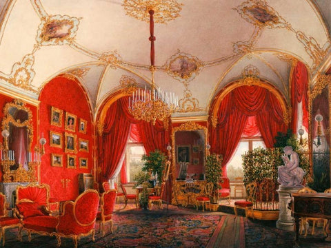 Interiors of the Winter Palace: the Fourth Reserved Apartment Black Ornate Wood Framed Art Print with Double Matting by Hau, Edward Petrovich