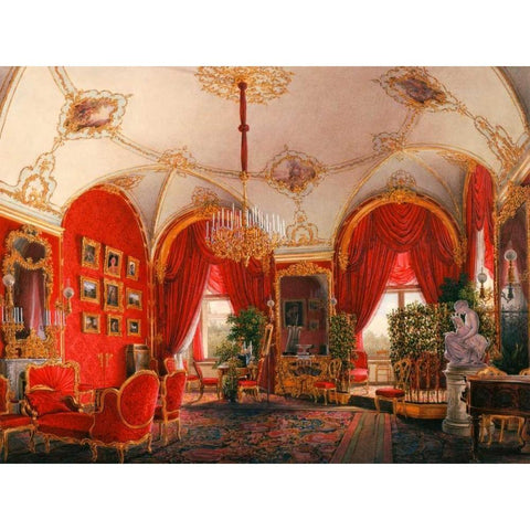 Interiors of the Winter Palace: the Fourth Reserved Apartment Black Modern Wood Framed Art Print by Hau, Edward Petrovich