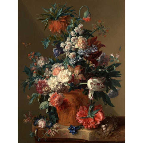 Vase Black Modern Wood Framed Art Print with Double Matting by van Huysum, Jan