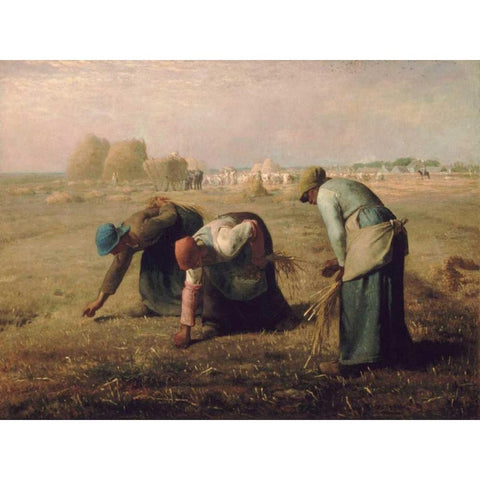 Gleaners Gold Ornate Wood Framed Art Print with Double Matting by Millet, Jean-Francois