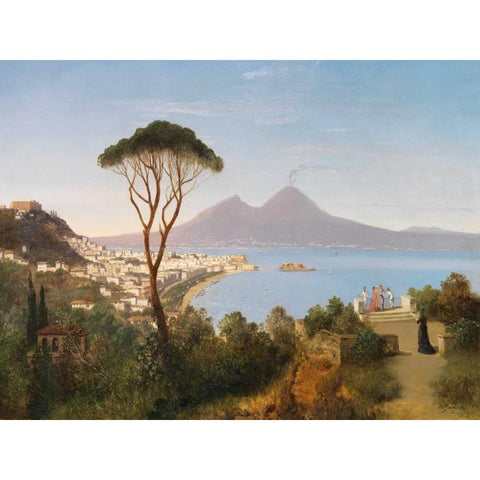 Blick vom Posillipo Black Modern Wood Framed Art Print with Double Matting by Zimmermann, August