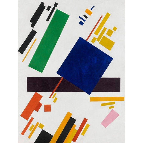 Suprematist Composition Black Modern Wood Framed Art Print with Double Matting by Kasimir, Malevich