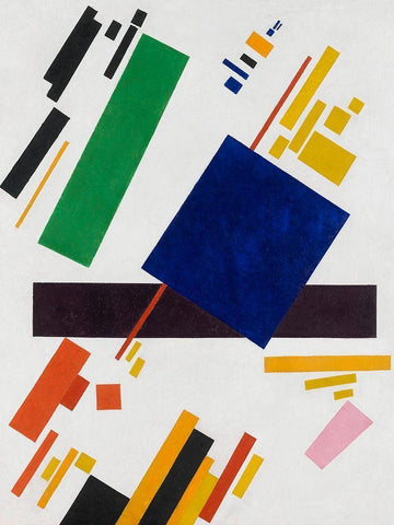 Suprematist Composition White Modern Wood Framed Art Print with Double Matting by Kasimir, Malevich