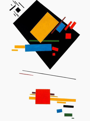 Suprematism White Modern Wood Framed Art Print with Double Matting by Kasimir, Malevich