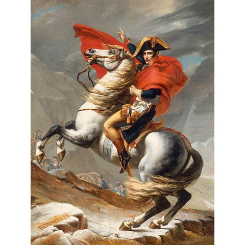 Bonaparte franchissant le Grand Saint-Bernard Black Modern Wood Framed Art Print with Double Matting by Jacques-Louis , David