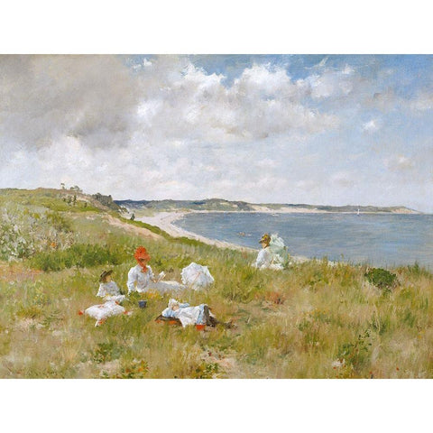 Idle Hours White Modern Wood Framed Art Print by William, Merritt Chase