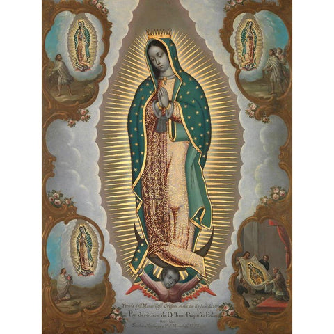 The Virgin of Guadalupe with the Four Apparitions Black Modern Wood Framed Art Print with Double Matting by Nicolas, EnrÃ­quez