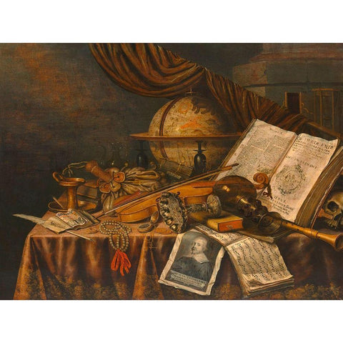 Still Life Black Modern Wood Framed Art Print by Collier, Evert