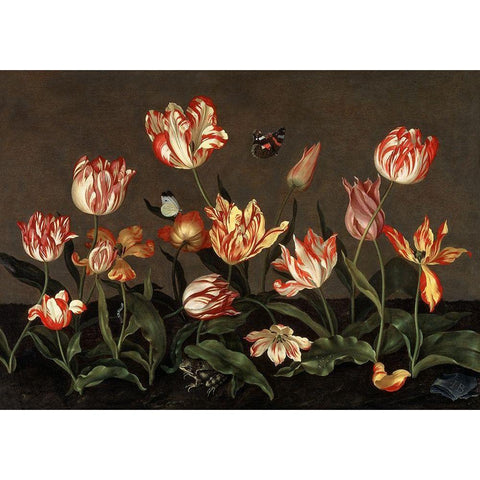 Still Life with Tulips White Modern Wood Framed Art Print by Bosschaert, Johannes