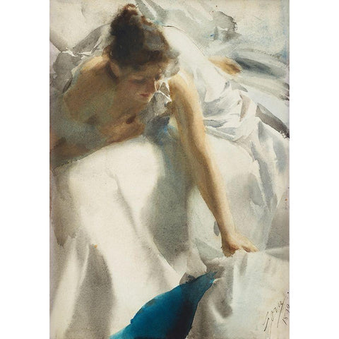 The Artists Wife Black Modern Wood Framed Art Print with Double Matting by Zorn, Anders