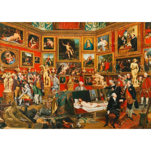 Tribuna of the Uffizi Black Modern Wood Framed Art Print with Double Matting by Zoffany, Johan