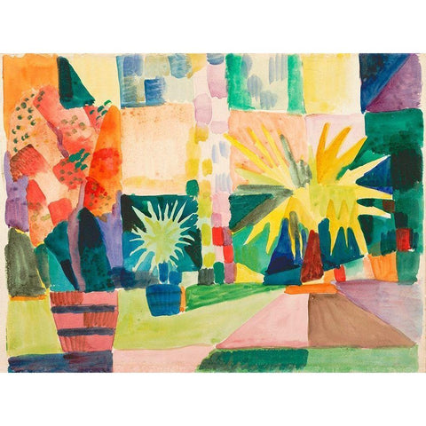 Garden on Lake Thun Black Modern Wood Framed Art Print with Double Matting by Macke, August