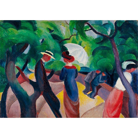 Promenade Black Modern Wood Framed Art Print with Double Matting by Macke, August