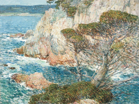 Point Lobos, Carmel Black Ornate Wood Framed Art Print with Double Matting by Hassam, Frederick Childe