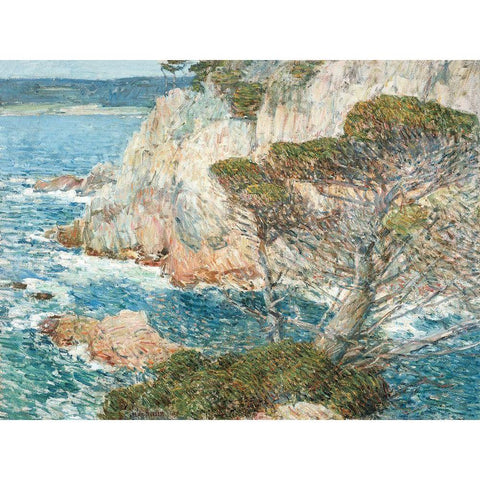 Point Lobos, Carmel Black Modern Wood Framed Art Print with Double Matting by Hassam, Frederick Childe