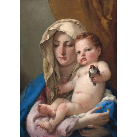 Madonna of the goldfinch White Modern Wood Framed Art Print by Tiepolo, Giovanni Battista