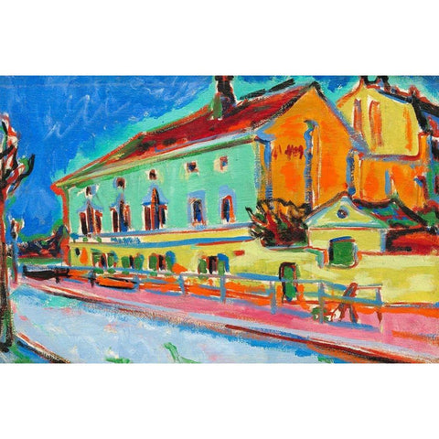 Dance Hall Bellevue White Modern Wood Framed Art Print by Kirchner, Ernst Ludwig