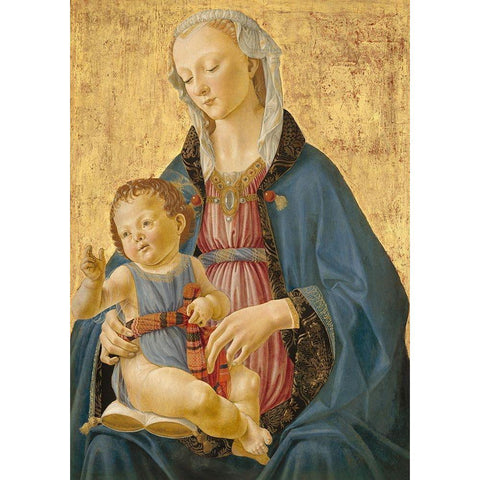 Madonna and Child Gold Ornate Wood Framed Art Print with Double Matting by Ghirlandaio, Domenico